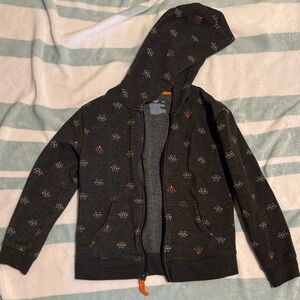 Cat & Jack Dark Gray Zip-Up Sweater with Cat Print